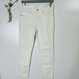 LOFT Modern Skinny White Ankle Crop Jeans Raw Hem NWT